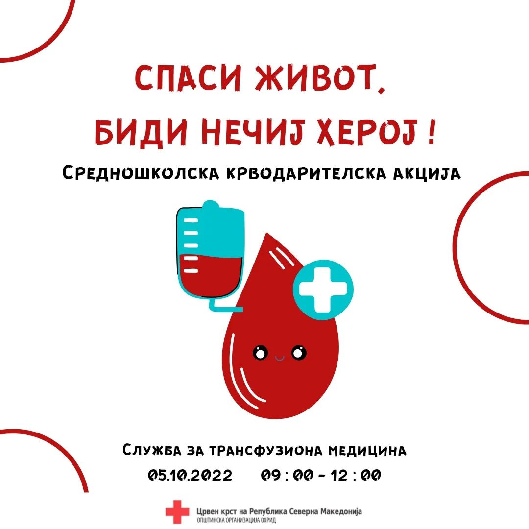 Крводарителска акција со средошколците од СОСУ „Св. Кирил и Методиј ...