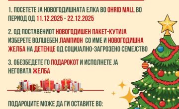 Стартува Новогодишната хуманитарна акција на Црвен крст Охрид „ВОЛШЕБНА ЕЛКА“